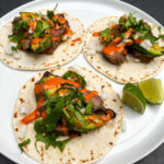 Close up of the grilled steak tacos