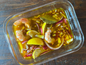 Shrimp in their pickling liquid