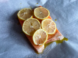 The salmon before slow roasting in the oven