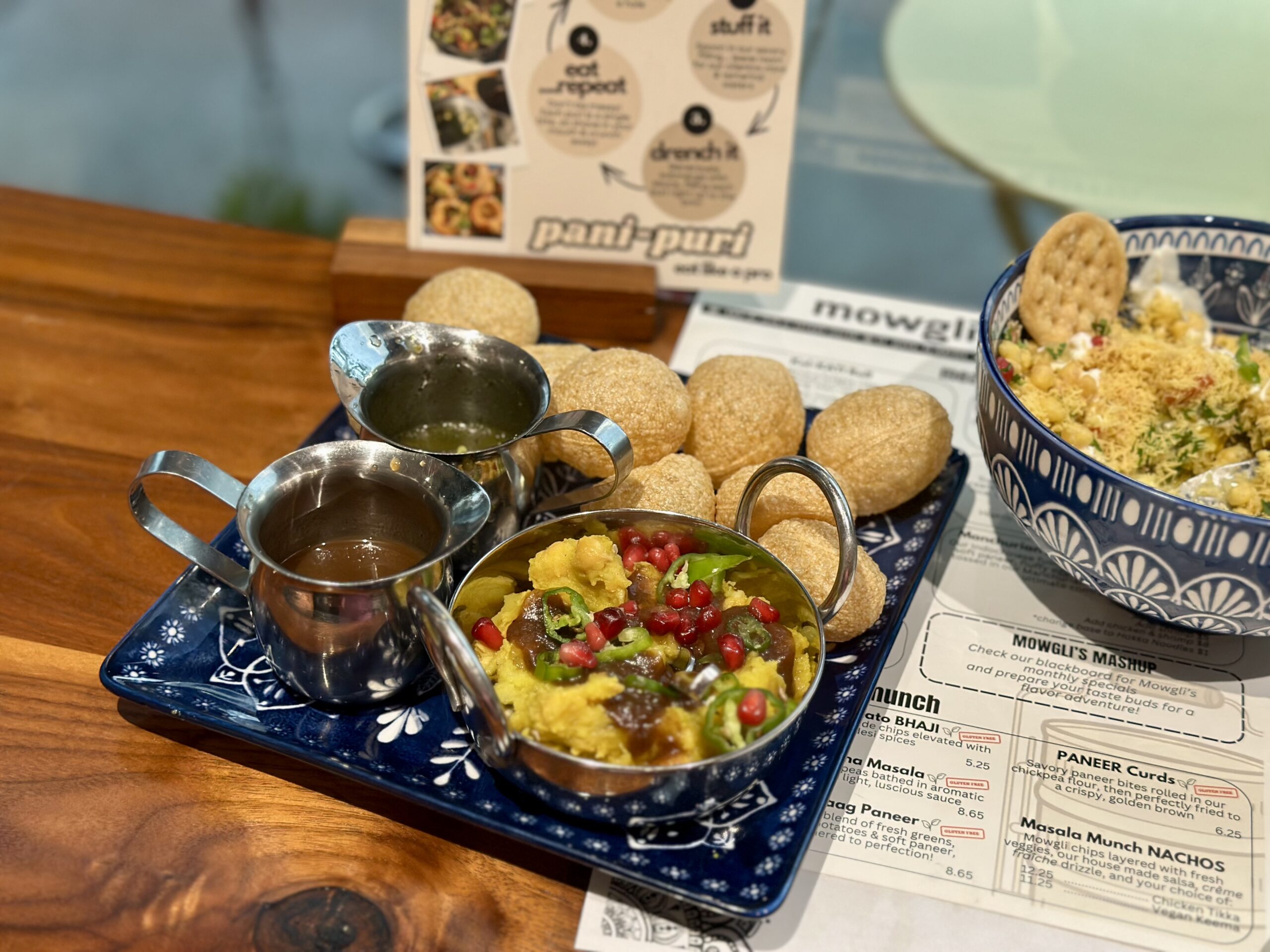 The star of the show – this Pani Puri comes with a handy instruction manual on how to enjoy the famous street-side snack.